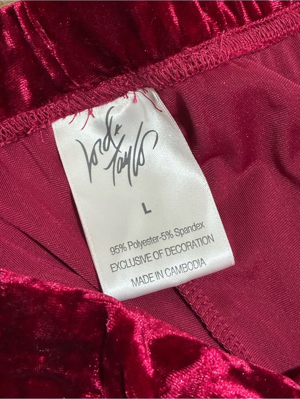 Lord & Taylor Large Pajama Set Velvet Crushed Velveteen Red Sleep Lounge Velour - Picture 7 of 14